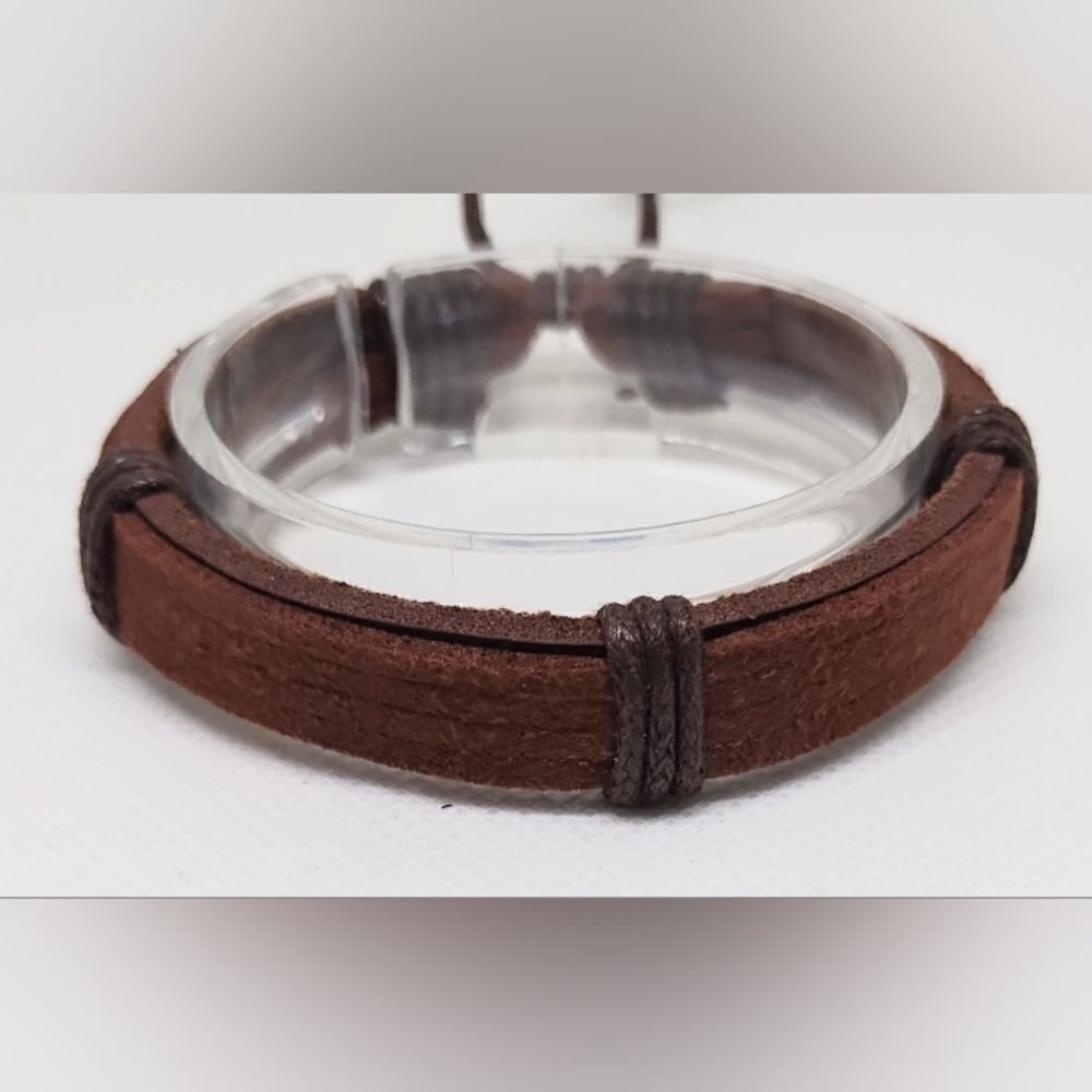 Men's‎ leather bracelet brown new e49